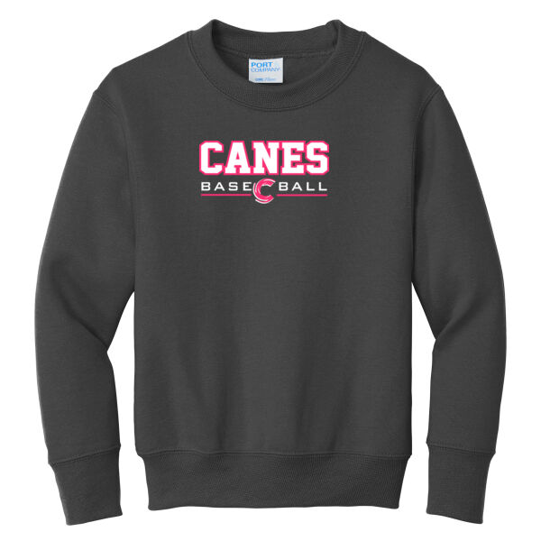 PINK Print Canes Baseball Youth Crewneck Sweatshirt Thumbnail