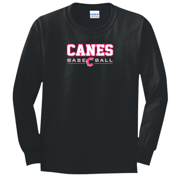 PINK Print Canes Baseball  Youth Cotton Long Sleeve Thumbnail